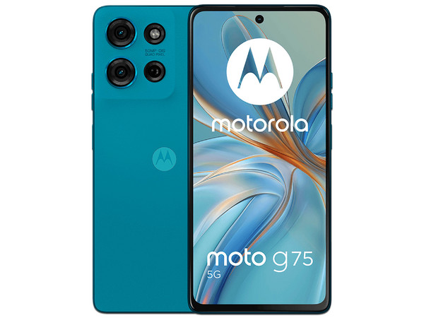 Smartphone Motorola Moto G75: Procesador Snapdragon 6 Gen 3 (Hasta 2.2 GHz), Memoria RAM de 8GB, Almacenamiento de 256GB, Pantalla LED Multi-Touch de 6.78", Bluetooth, Wi-Fi, 5G, Cámara Principal de 50MP, Android 14, Color Azul.
