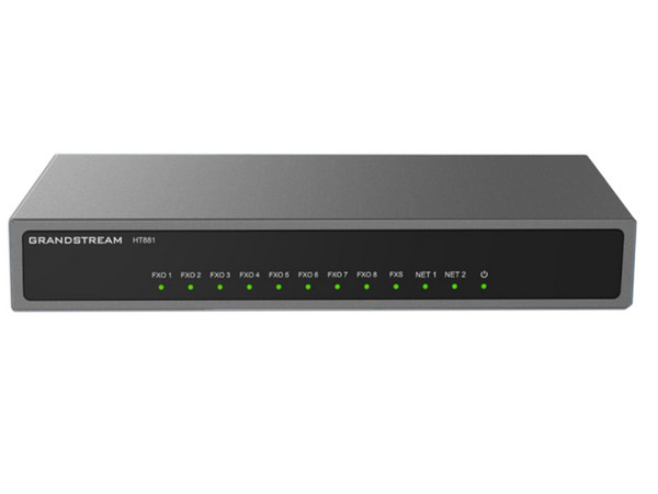 Adaptador VoIP Analógico Grandstream HT881 de 8 puertos FXO RJ-11, Admite 3 perfiles SIP, Conferencia de voz de 3 vías por puerto.