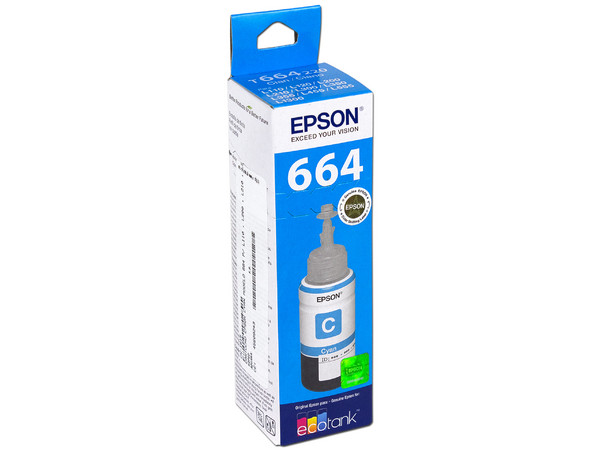 Botella de Tinta Cian Epson T664, Modelo: T664220-AL.