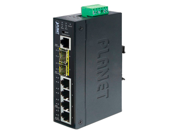 Switch Administrable Planet Technology, 4 Puertos RJ-45 10/100/1000Mbps, 2 Puertos SFP, Color azul.