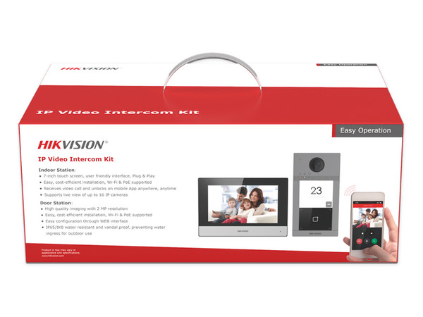 Kit de Videoportero IP Poe Estandar HIKVISION  DS-KIS604-P(C) con llamada a App de Smartphone, Apertura con tarjeta MIFARE, Soporte hasta para 2 puertas, IK08, IP65 - imagen 3