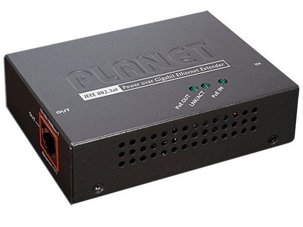 Extensor PoE Planet  de hasta 100m, Entrada PoE Gigabit 802.3at y Salida PoE Gigabit 802.3af/at.