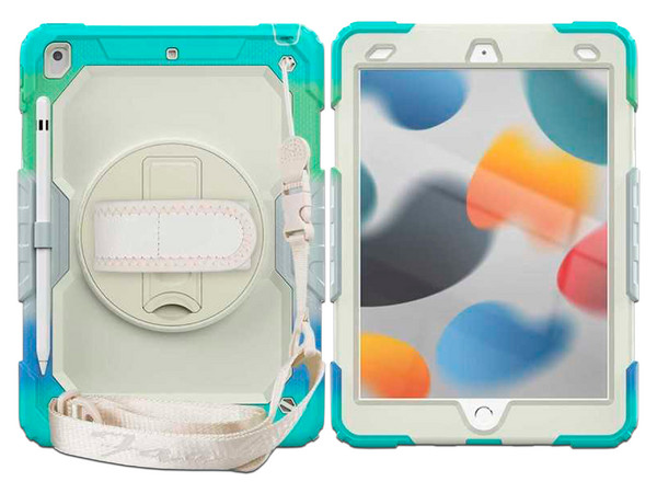 Funda protectora Tekku StrapB para iPad 9, 8 y 7 de 10.2", Multi-color Azul.