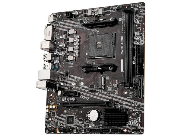 T. Madre MSI A520M-A PRO, Chipset AMD A520,Soporta: AMD Ryzen 3ra, 4ta y 5ta Generación, Socket AM4,Memoria: DDR4 4600+/ 3200/ 2133 MHz, 64GB Max,Integrado: Audio HD, Red, USB 3.0, SATA 3.0, M.2,Micro-ATX, Ptos: 1xPCIEx16, 1xPCIEx1 - imagen 3