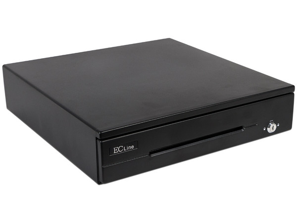 Cajón de dinero EC Line EC-CD-200M para punto de Venta con 8 separadores para monedas y 5 para billetes, RJ-11. Color Negro