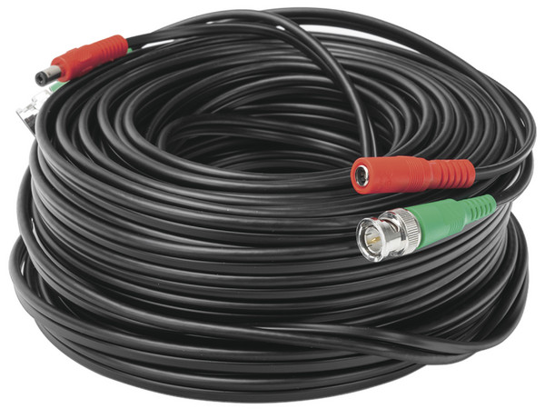 Cable Coaxial Armado con Conector BNC EPCOM DIY-30M-HD para Video y Alimentación de 30 mts, Optimizado para Cámaras 4K, Uso en Interior, Color Negro.