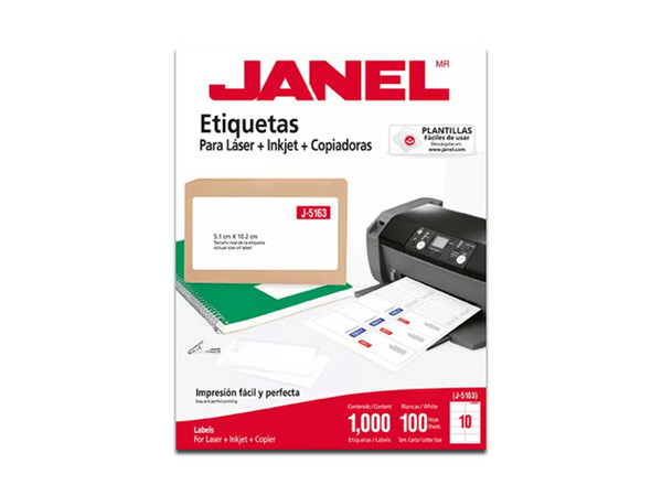 Etiquetas Janel Laser J-5163, 51mm x 102mm, C/250.