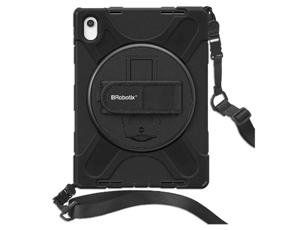 Funda Protectora Brobotix 6005231 para iPad de 10.9" 10ma Generación, Uso rudo, Con correa y giro de 360 grados, Color Negro.