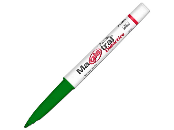 Marcador Magistral Didáctico de Punto Fino, Color Verde, (Caja con 12 Piezas)