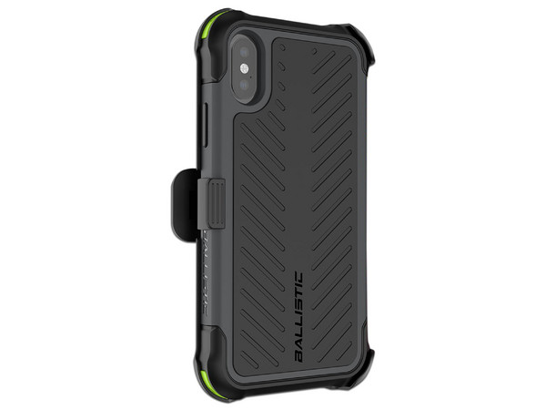 Funda BALLISTIC Tough Jacket Maxx para iPhone Xs, con clip y mica de pantalla. Color Negro.