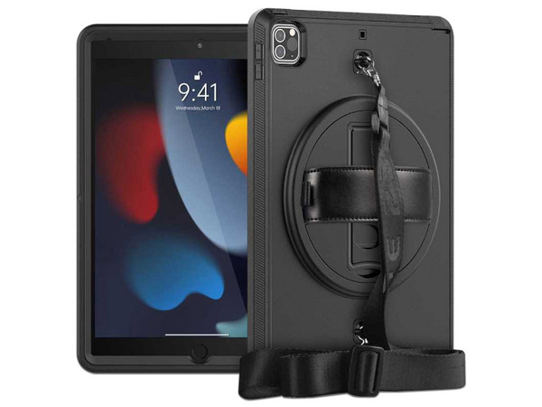 Funda Protectora TEKKU Handstrap para iPad Pro de 12.9", Color Negro.
