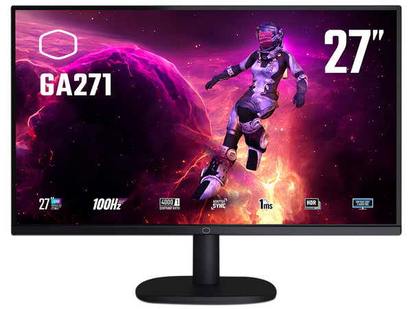 Monitor Gamer LED Cooler Master GA271-US de 27", Resolución 2560 x 1440 (Quad HD), G-Sync/FreeSync, HDR, 100Hz, 1 ms, Color Negro.