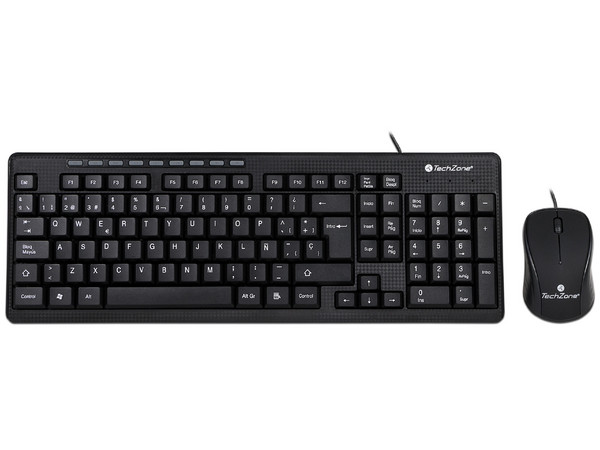 Teclado y Mouse TechZone TZ19COMB01-LA, USB, Color Negro.