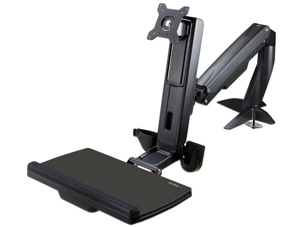 Soporte VESA brazo ajustable para montaje de pantallas de hasta 24". Color negro.