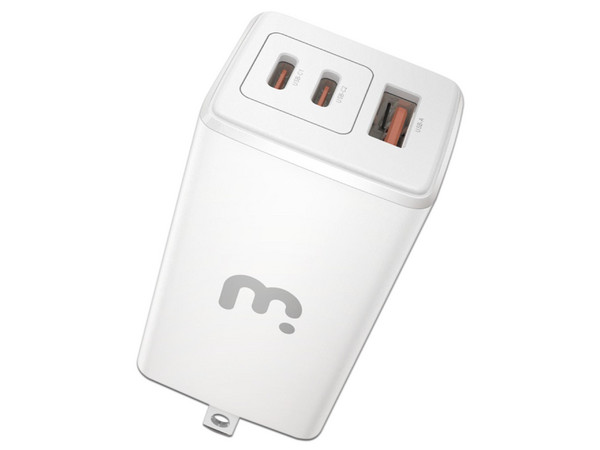 Cargador Mybat 67W GaN USB-C con Puertos USB-C y USB-A, Clavija Plegable para Macbook .