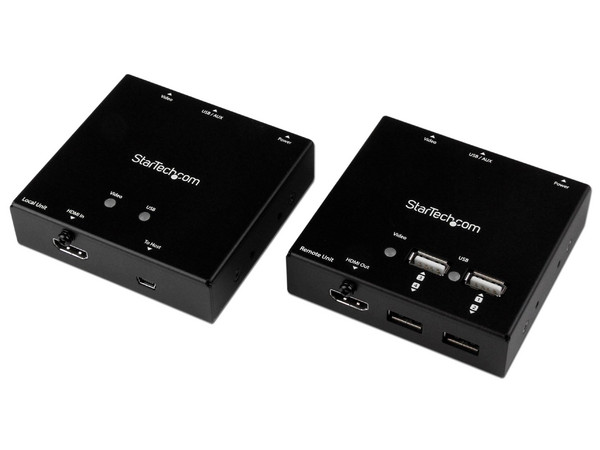 Extensor HDMI por Cable CAT6 con Concentrador USB de 4 Puertos, 50m, 1080p.