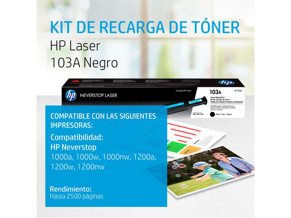 Kit de recarga de tóner original HP Laser 103A negro (W1103A). - imagen 2