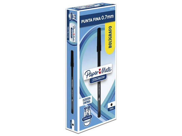 Bolígrafo Papermate Kilométrico Económico Punto Fino 0.7mm Color Negro Caja con 12 piezas. - imagen 2