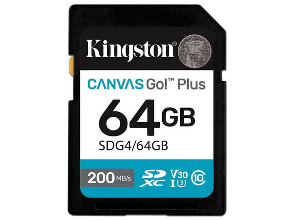 Memoria Kingston Canvas Go! Plus SDXC de 64GB, UHS-I U3, Clase 10.