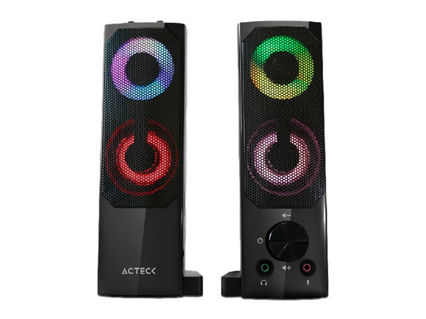 Bocinas ACTECK AC-935258, Iluminación LED, USB, 6W, 3.5MM, Color Negro. - imagen 2