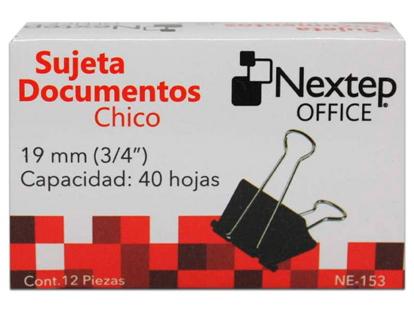Sujeta Documentos Nextep Chico 19mm (3/4") 12 Piezas. - imagen 2
