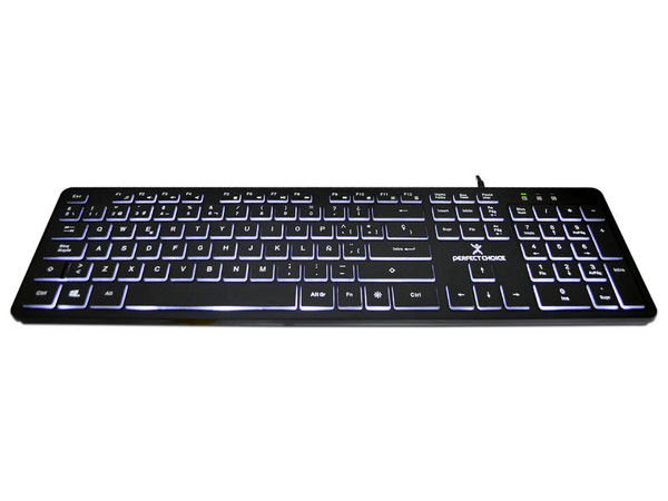 Teclado Perfect Choice PC-201304, Iluminación en Teclas para Oficina, Retroiluminación en Color Blacklight. - imagen 2