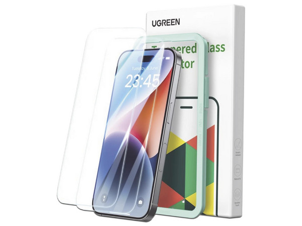 Protector De Pantalla UGREEN HD Con Marco De Instalación, Compatible Con iPhone 15/16.