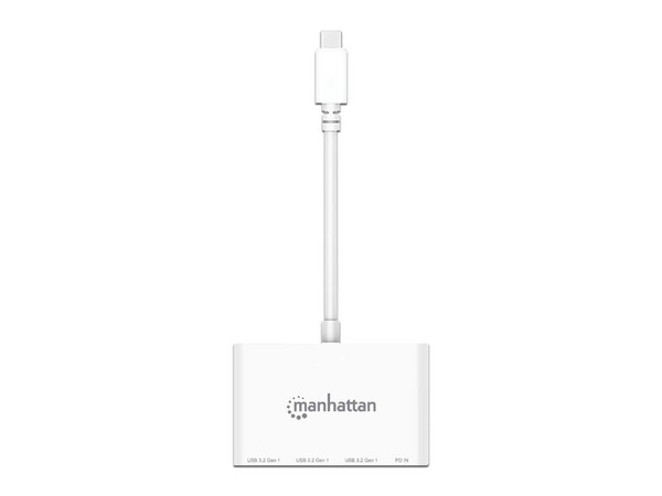 Hub USB-C Manhattan 3 Puertos, USB-C, USB-A y 1 Puerto Power Delivery, Color Blanco. - imagen 3