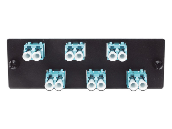 Placa Acopladora de Fibra Optica Panduit, Con 6 Conectores LC Duplex, Para Fibra Multimodo OM3/OM4, Color Aqua. - imagen 2