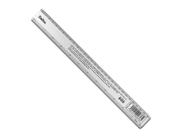 Regla Metálica Delta, Hasta 30cm, Color Gris.