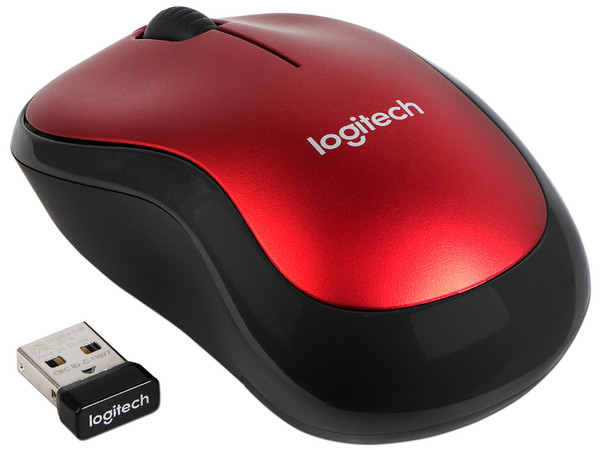 Mouse Óptico Inalámbrico Logitech M185, Hasta 1,000 dpi, USB, Color Negro/Rojo
