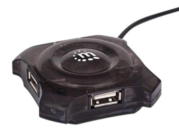Mini Hub USB Manhattan de 4 Puertos (Convierte 1 puerto USB en 4).