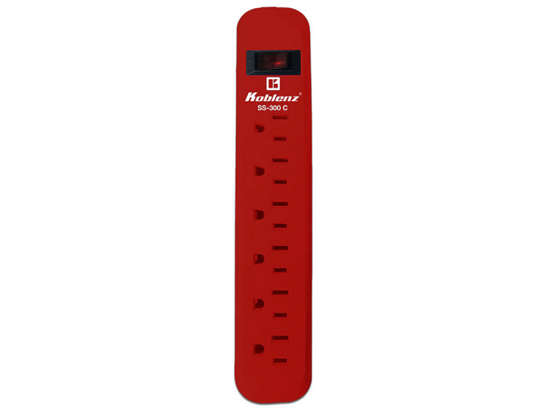 Supresor de picos Rojo Koblenz SS-300-C de 300J con 6 Contactos Aterrizados y Switch On/Off.