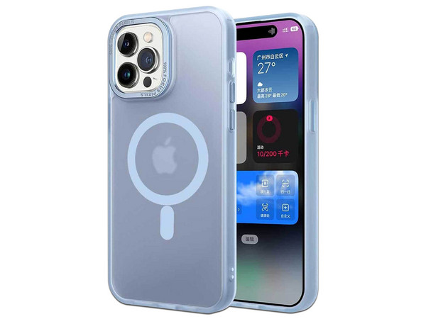 Funda TEKKU Matte para iPhone 15 PRO MAX, Transparente Azul, Compatible con MagSafe.