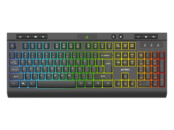 Teclado Alámbrico Led AUREAN PRO TA477G, Acteck Advanced Series, Iluminación LED, Color Negro.