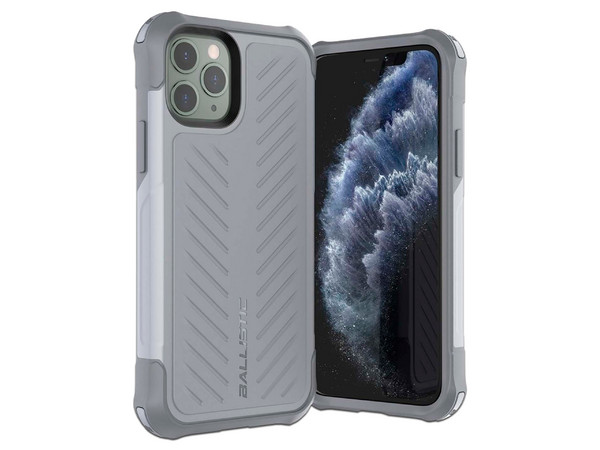 Funda protectora de uso rudo Ballistic Tough Jacket para iPhone 11 Pro. Color Gris.