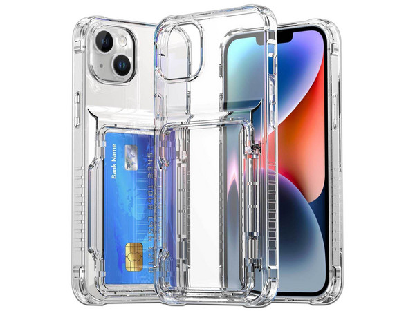 Funda Protectora TEKKU Con Tarjetero para iPhone 15 Plus, Transparente.