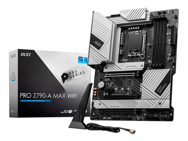 T. Madre MSI PRO Z790-A DDR5, Chipset Intel Z790, Soporta: Intel de 12va, 13va y 14va generación, Socket 1700, Memoria: DDR5 7800+(OC), 6800(OC), 4800 MHz, Integrado: Audio HD, Red, WI-Fi 7, USB 3.2, SATA 3.0, M.2, ATX, Ptos: 1 x PCIE5.0x16