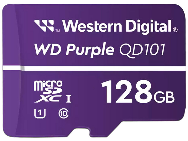 Memoria MicroSDXC Western Digital Purple SC QD101 de 128GB, UHS-I U1, Clase 10, para Cámaras de Seguridad.