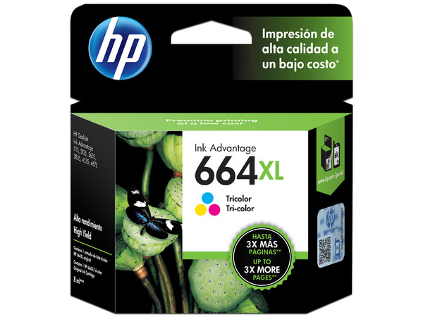 Cartucho de tinta HP 664XL Tricolor Original (F6V30AL).