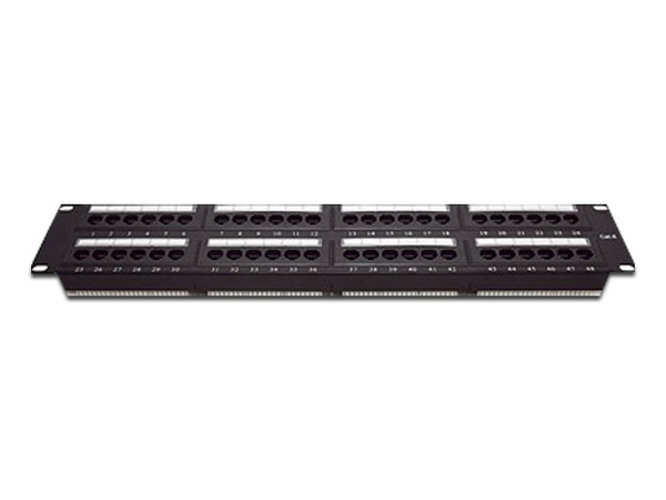 Panel de Parcheo de Impacto Linkedpro LP-PP-608 de 48 Puertos Cat6, 19 Pulgadas, Montaje 2U, Barra Organizadora de Cables.