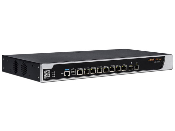 Router Administrable Ruijie RG-NBR6215-E de 8 puertos Gigabit, 1 puerto SFP 1GB y 1 puerto SFP+ 10GB, hasta 2000 clientes.