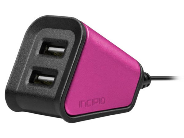 Cargador de mesa Incipio con 2 puertos USB Tipo A, 5V, 2.4A. Color Rosa.