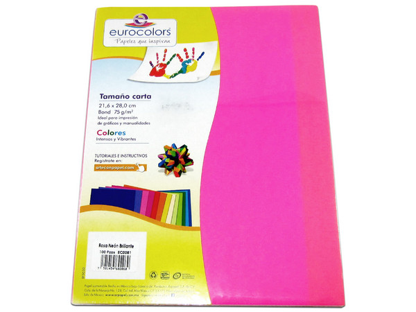 Papel cortado Eurocolors EC0081 tamaño Carta, 100 piezas. Color Rosa. - imagen 2