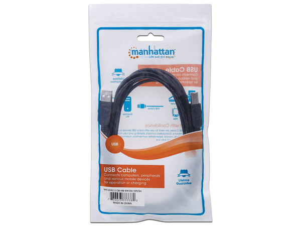 Cable Manhattan USB V2.0 A-B 0.9M Negro - imagen 3