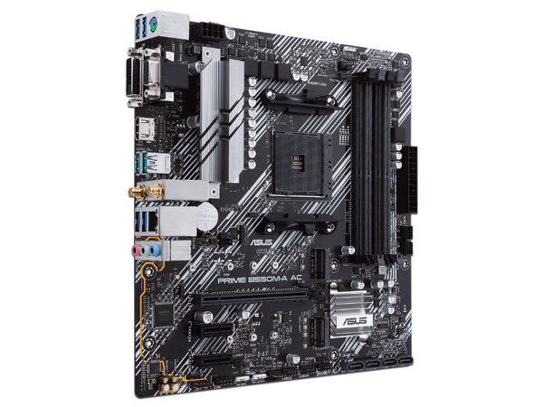 T. Madre ASUS PRIME B550M-A AC, Chipset AMD B550,Soporta: AMD Ryzen 3ra, 4ta y 5ta Generación, Socket AM4,Memoria: DDR4 4600/3866/2133 MHz, 128GB Max,Integrado: Audio HD, Red, Wi-Fi 5,USB 3.2, SATA 3.0, M.2,Micro-ATX, Ptos: 1xPCIE 4.0 x16. - imagen 3
