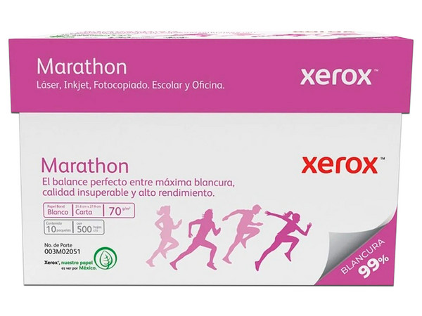 Caja de Papel Bond Xerox Color Blanco Tamaño Carta Marathon, Caja con 10 Paquetes de 500 Hojas c/u, Blancura 99%, 70G/M2 - imagen 2