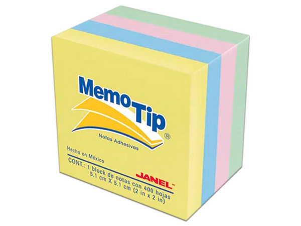 Notas Adhesivas Janel Memo Tip, Color Pastel, C/400.