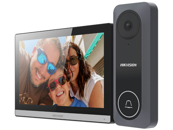 Kit Videoportero híbrido Hikvision DS-KIS312-P, Pantalla touch 7", Cámara de 720p, Conectividad Wi-Fi, Apertura de puerta. Color Gris. - imagen 2