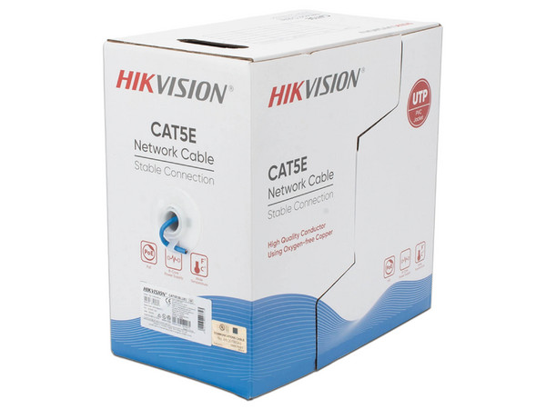 Bobina de Cable Hikvision DS-1LN5E-SB, Cat5E, 24 AWG, 305m, Color Azul.